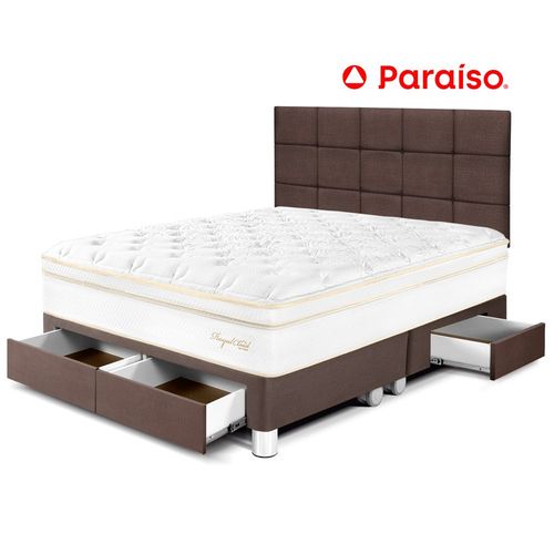 Dormitorio Royal Cloud con Cajones Queen y Cabecera Blocks Chocolate