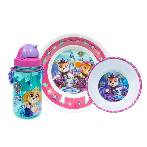 Set Melamine Con Botella Scool Paw Patrol M Aqua