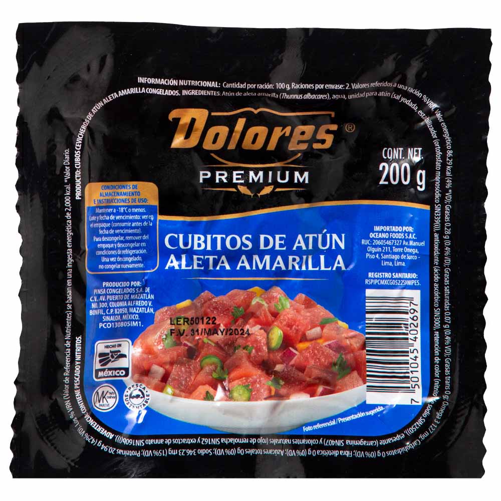 Cubitos de Atún DOLORES Aleta Amarilla Bolsa 200g