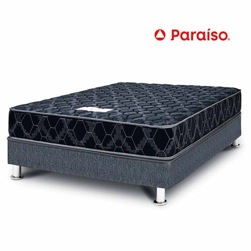 Cama Box Tarima PARAISO Consul Black 2 Plazas + 2 Almohadas + Protector