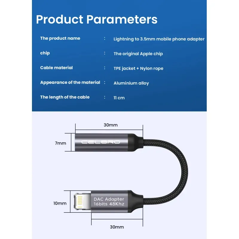 Adaptador Jack Lightning para iPhone, Cable de Audio de 3,5mm, Conector de  auriculares para iPhone - Shopstar