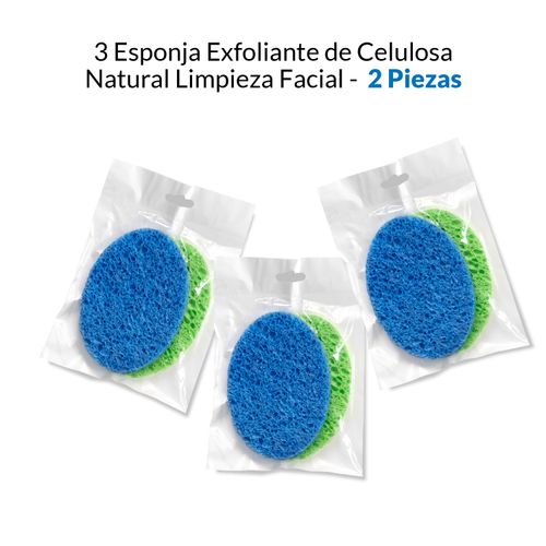 3 Esponja Exfoliante De Celulosa Natural Limpieza Facial 2 u