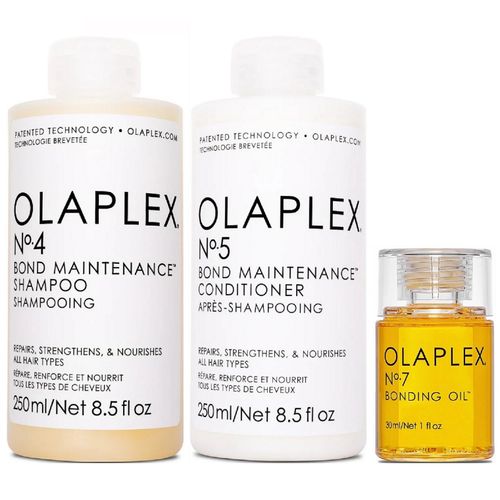 Olaplex N°4 + N° 5 + N°7 Shampoo Reparador + Acondicionador + Aceite