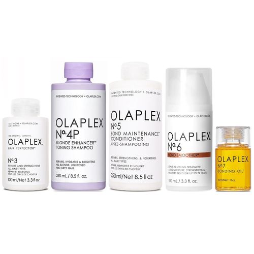 Olaplex N°3 + N°4P + N°5 + N°6 + N°7 Tratamiento Cabello Rubio