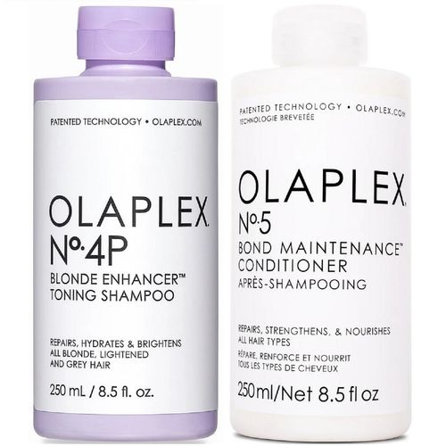 Olaplex N°4P + N°5 Shampoo para Cabello Rubio + Acondicionador