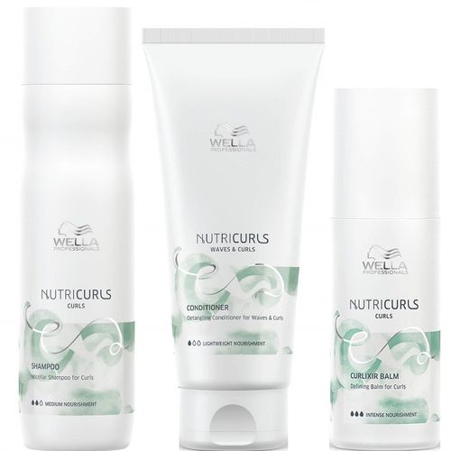 Shampoo para Rizos 250ml + Acondicionador + Bálsamo Wella Nutricurls