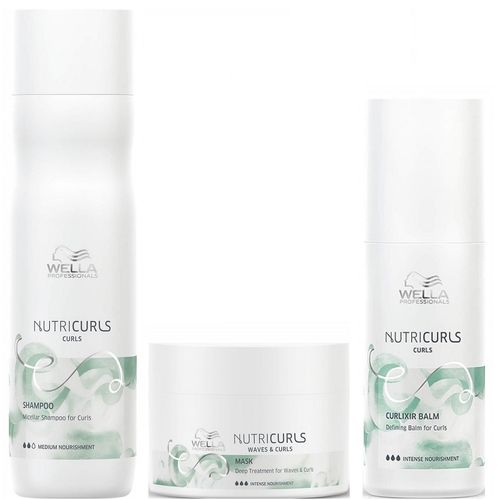 Shampoo para Rizos 250ml + Mascarilla + Bálsamo Wella Nutricurls