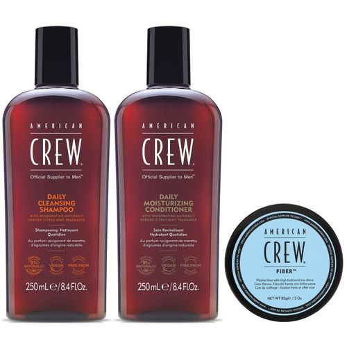 Daily Shampoo + Acondicionador + Cera Fiber 85gr American Crew Men