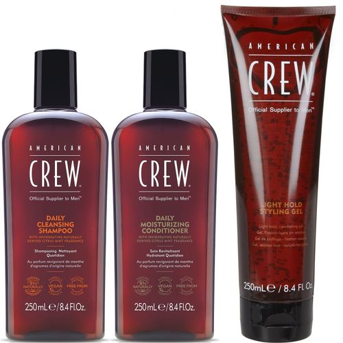 Daily Shampoo + Acondicionador + Gel Fijación Suave American Crew Men