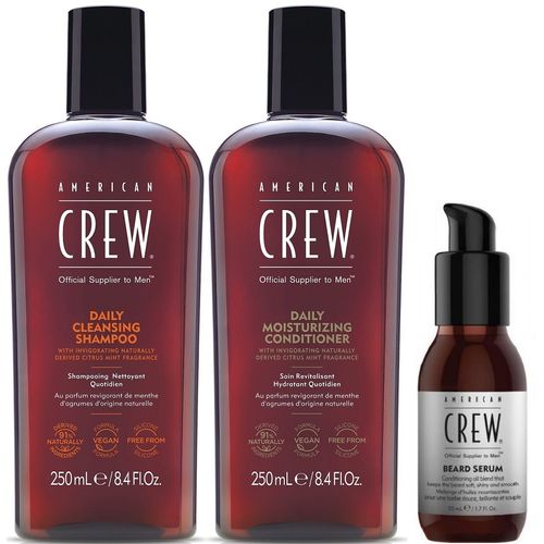 Daily Shampoo + Acondicionador + Aceite para Barba American Crew Men