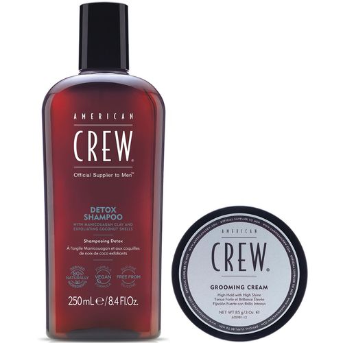 Shampoo Exfoliante Detox + Cera Grooming Cream American Crew Men