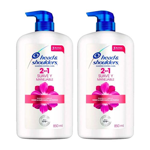 Pack Shampoo HEAD & SHOULDERS 2 en 1 Suave y Manejable Frasco 850ml x 2un