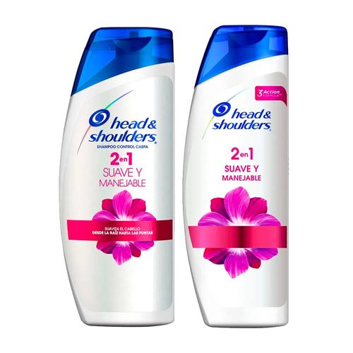 Pack Shampoo HEAD & SHOULDERS 2 en 1 Suave y Manejable Frasco 650ml + Shampoo HEAD & SHOULDERS 2 en 1 Suave y Manejable Frasco 375ml