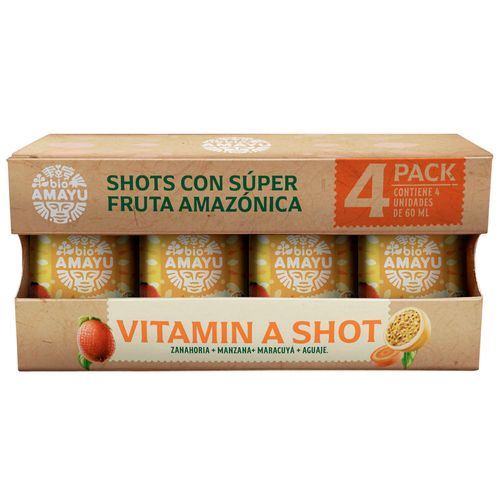 Bebida BIO AMAYU Shots Vitamina A Botella 60ml Paquete 4un