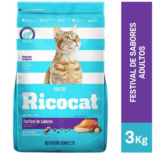 Comida para Gatos RICOCAT Adulto Festival de Sabores Bolsa 3Kg