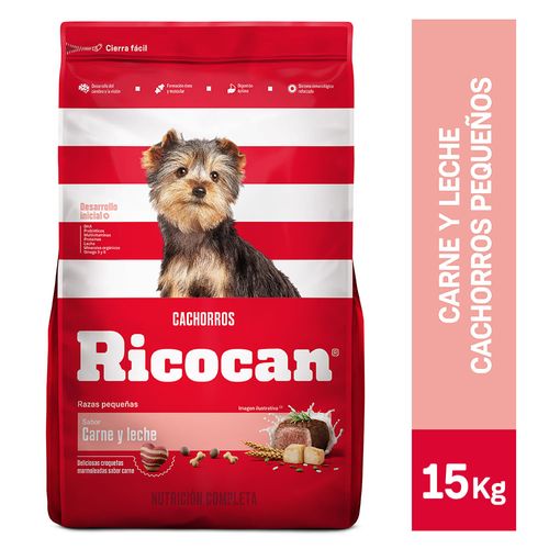 Comida para Perros RICOCAN Cachorros Pequeños Carne y Leche Bolsa 15Kg