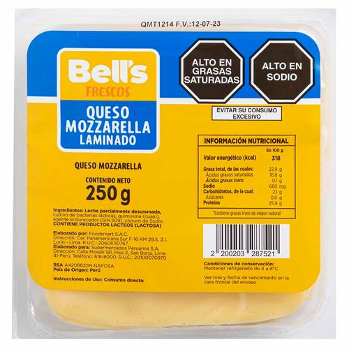 Queso Mozzarella Paquete 250g