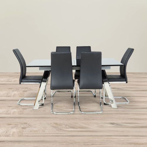 Juego de Comedor 6 Sillas Extensible Santiago Negro