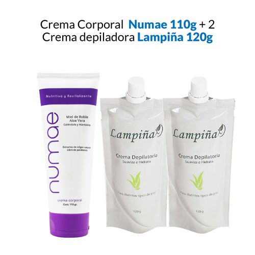 Crema Corporal Numae 110g + 2 Crema depiladora Lampiña 100g