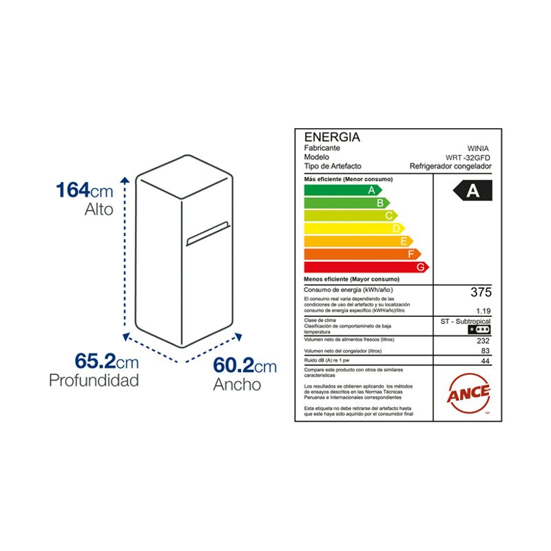 Refrigeradora-Winia-315L-No-Frost-WRT-32GFD-Oferta-