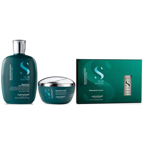 Shampoo Sin Sal 250ml + Mascarilla + Ampollas Alfaparf Reconstruction