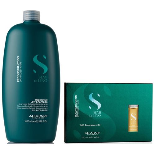 Shampoo Reparador Sin Sal 1000ml+ Ampollas SOS Alfaparf Reconstruction