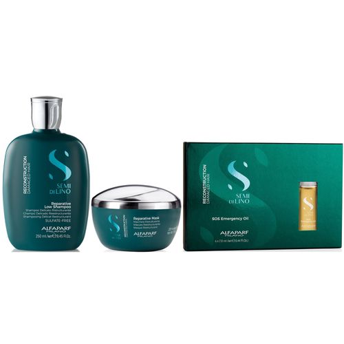 Shampoo 250ml + Mascarilla + Ampollas SOS Alfaparf Reconstruction