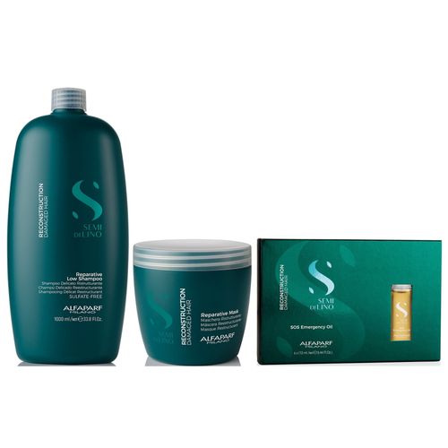 Shampoo 1000ml + Mascarilla + Ampollas SOS Alfaparf Reconstruction