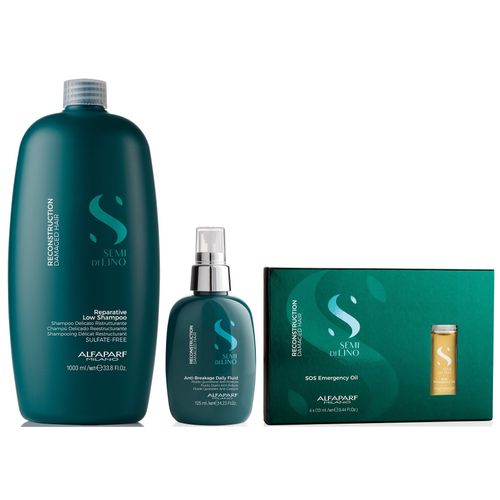 Shampoo Sin Sal 1000ml + Spray + Ampollas SOS Alfaparf Reconstruction