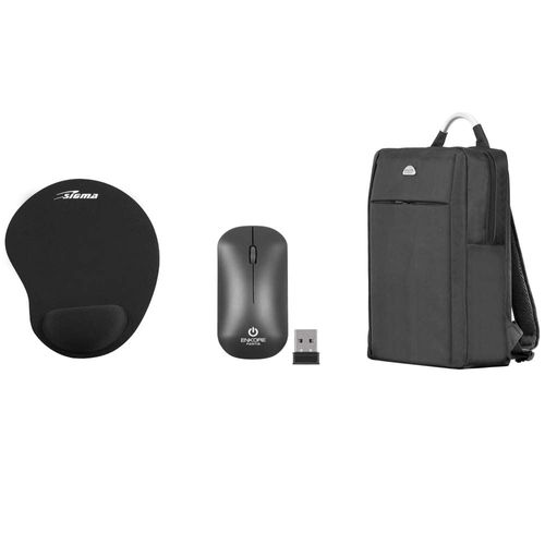 Kit MICRONICS Mochila, Mouse y Padmouse Negro