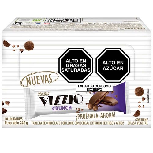 Tableta de Chocolate COSTA Vizzio Crunch con Cereal Caja 10un