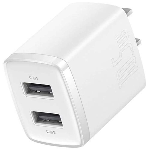 Cargador Dual Usb BASEUS 10.5W Blanco