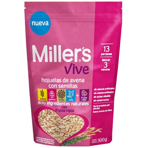 Hojuelas de Avena con Semilla MILLER'S Vive con Frutos Rojos Doypack 300g