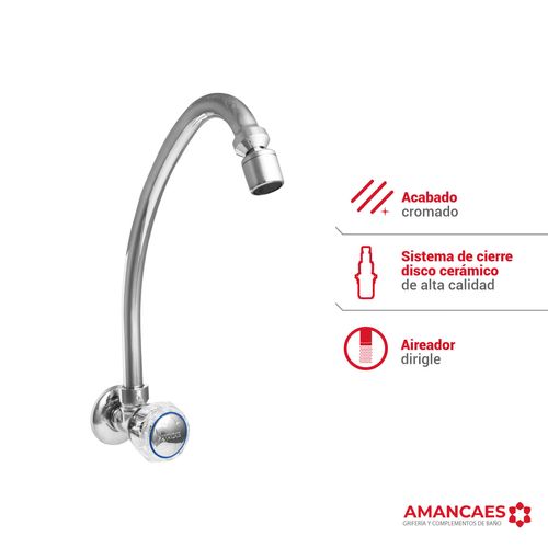 LLAVE LAVADERO PARED PICO L AIREADOR DIRIGIBLE MICAELA CROMADO VAINSA