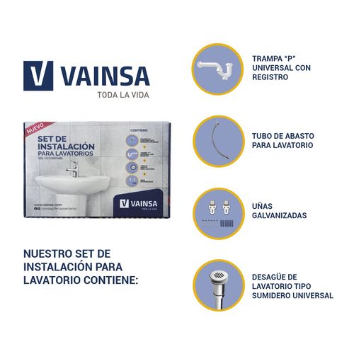 KIT DE INSTALACION PARA LAVATORIO VAINSA