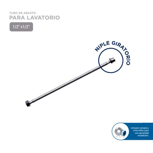 TUBO DE ABASTO DE ACERO INOXIDABLE PARA LAVATORIO VAINSA