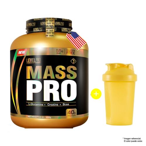 Ganador de peso Level Pro Mass Pro 3 kg Vainilla + Shaker