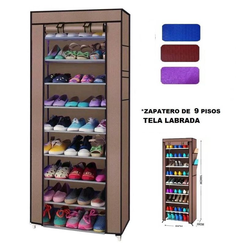Organizador-de-Zapatos-Armable-Zapatera-de-9-niveles-Con-Funda-Color-Neutral