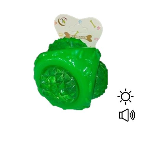 Pelota con Grip para Perro Con Luces 8cm Verde