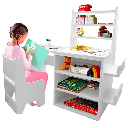 Escritorio Infantil Mesa con Estantes Organizador para Niños + Silla M54