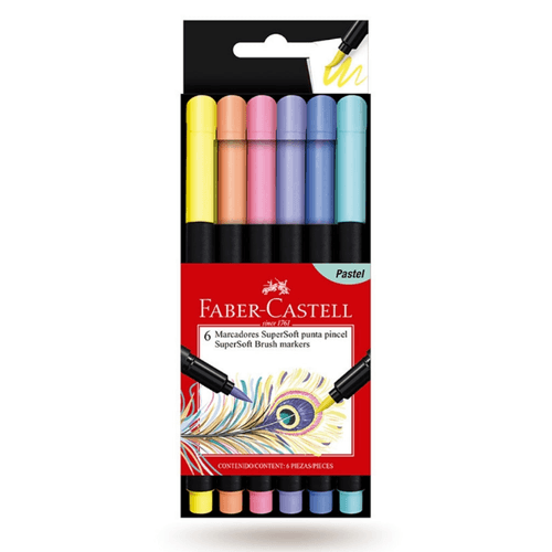 Plumones SuperSoft Punta Pincel x 6 Faber Castell