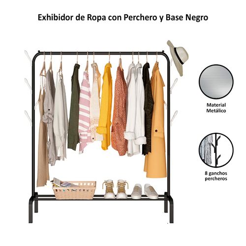 Perchero Organizador de Ropa con Base Negro