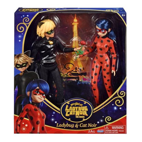 PACK X2 LADYBUG Y CAT NOIR THE MOVIE 28 CM