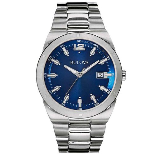 Reloj Bulova 96B220 Fecha Acero Inoxidable Plateado Azul