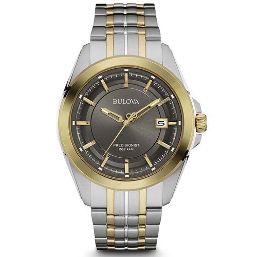 Reloj Bulova Precisionist 98B273 Ultra Alta Frecuencia Fecha Plateado Dorado