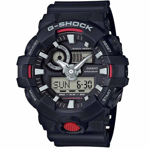 Reloj Casio G-Shock GA700-1A Digital Analógico Luz de Fondo Negro Rojo