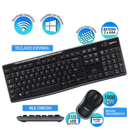 Kit Inalámbrico Teclado y Mouse Logitech Mk270