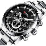 Reloj-Lujo-CURREN-8355-Negro-Plata-Cronografos-Cuarzo