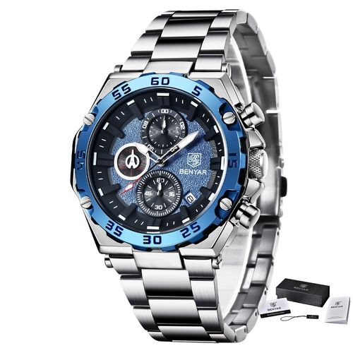 Reloj Hombre BENYAR 5178 Azul Metálico Cronógrafos