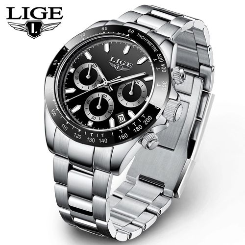 Reloj Hombre LIGE 8937 Negro Cronógrafos Cristal Mineral